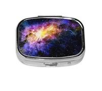 Galaxy in The Universe Print Pill Box 2 Compartment Medicine Pill Case,Portable for Pocket Or Purse Pill Box Decorative Metal Medicine Organizer