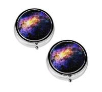 Galaxy in The Universe Print Pill Box 3 Compartment Medicine Pill Case,Portable for Pocket Or Purse Pill Organizer Decorative Metal Medicine Vitamin Organizer Unique Gift