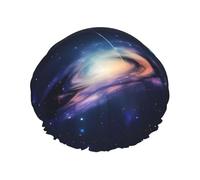 Galaxy In The Universe Print Shower Cap Reusable Bath Cap Double Layer Bath Hair Caps, Keeps Hair Dry, Fits All Head