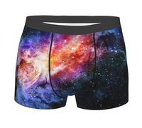 Galaxy in The Universe Print Soft Men Boxer Briefs Stretch Fit Underwear Comfortable Casual Sports Daily Wear Black