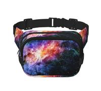Galaxy in The Universe Print Square Double Layer functionality Waist Bag Unisex Crossbody Pack Travel Workout, Black, One Size