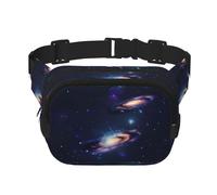 Galaxy in The Universe Print Square Double Layer functionality Waist Bag Unisex Crossbody Pack Travel Workout, Black, One Size