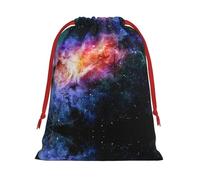 Galaxy In The Universe Print Ultra Soft Plush Gift Bags, Drawstring Christmas Party Candy Treat Favors, Xmas Holiday Sacks, Wedding Jewelry Pouches