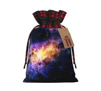 Galaxy in The Universe Printed Christmas drawstring gift bags, cloth snack bags, suitable for candy, gifts, storage and Christmas parties