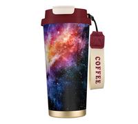 Galaxy in The Universe Water Bottle with Straw Lid Stainless Steel Wide Mouth Insulated Leak Proof for Women Red