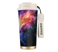 Galaxy in The Universe Water Bottle with Straw Lid Stainless Steel Wide Mouth Insulated Leak Proof for Women White