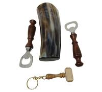 Galaxy Indiacraft Viking Drinking OX Horn | Tankard | Mug | Cup for Ale, Beer, Mead, Wine, Shot Glass, Bottle Opener |100% Leak Free | Natural and Handmade | COMBO OFFERS (6 SHOT GLASS ENGRAVED COMBO)