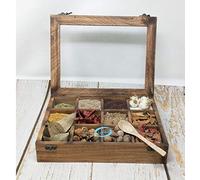 Galaxy Indiacraft Wooden X-Large Multipurpose Utility Spice Box Masala Box |12 Non-Removable/Fix Compartments and Spoon