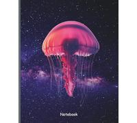 Galaxy Jellyfish Composition Notebook: College Ruled Journal for Students, Ocean Space Aesthetic Notebook, 7.5 x 9.25 in, 120 Pages