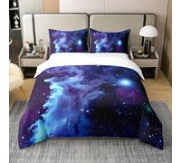 Galaxy Kids Adults Duvet Cover Single Size for Kids Boys Teens,Outer Space Themed 2 Pieces Duvet Set,Starry Sky Universe Comforter Cover (Not Comforter),Boys and Girls Blue Black Quilt Cover