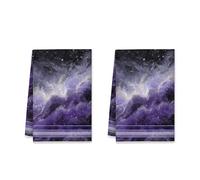 Galaxy Kitchen Towels Set of 2, Cosmic Modern Stars Clouds N/a Violet Microfiber Quick Dry Dish Drying Towels Kitchen Essentials 16x24 Inch