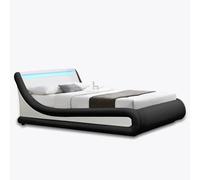 Galaxy LED Black & White Ottoman Double Bed Home Detail Black Double