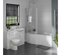 Galaxy Left Hand B Shaped Shower Bath Bathroom Suite | White | Plastic | 1700mm
