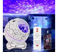 Galaxy Light Projector with Bluetooth Speaker, LED Star Aurora with White Noise, Dinosaur Egg Night Light - Various Effects for Children and Adults Christmas Gifts (White)