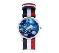 Galaxy Lotus Flower Sport Watch for Men Women Nylon Strap Wrist Watch Analog Quartz Watch