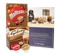 Galaxy & Maltesers Hot Chocolate Pods + Pod Recipe Book - Compatible with Dolce Gusto Machines - 16 Hot Chocolate capsules