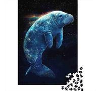 Galaxy Manatee Jigsaw Puzzle 1000Pc Recycled Paper for Adults Cosmic Sea CowPuzzle Fun And Challenging Home Activity Fun Present & Activity Great Gift Idea 70x50cm/1000pcs
