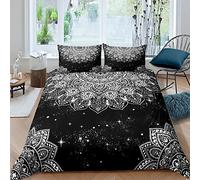 Galaxy Mandala Duvet Cover Boho Mandala Bedding Set For Kids Boys Girls Children Bohemian Floral Comforter Cover Ultra Soft Decor Black White Bedspread Cover Double Zipper Boys