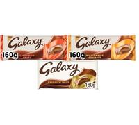 Galaxy Milk Chocolate Bar Bundle - Millionaire Crumble 160g, Cinnamon Swirl 160g & Smooth Milk 180g Perfect Variety Pack for Sharing and Gifting