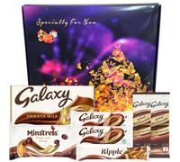 Galaxy Milk Chocolate Gift Box Hamper - 7 Assorted Treats Letterbox Gift Set with Chocolate Bars, Ripple, Hot Chocolate & Minstrels | Birthday & Christmas Gifts for Kids, Women, Men, Mom & Dad