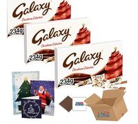 Galaxy Milk Chocolate Large Selection Box 234g (Pack of 3) + 3 Christmas Cards - Gift Set Boxed Treatz