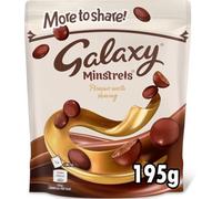 Galaxy Minstrels Milk Chocolate Buttons Sharing Pouch Bag 195g | Crispy Sugar Shell with Smooth Milk Chocolate Centre | Chocolate Sharing Bag | Suitable for Vegetarians