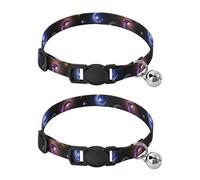 Galaxy Moon Black Pet Collars 2 Pack Soft Polyester Pet Collar Adjustable Length 10.6" to 17.1"