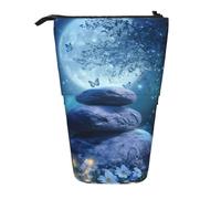 Galaxy Moon Standing Pencil Case Rock Stacked Pen Pouch Holder Telescopic Pencil Bag Pop Up Cosmetics Bag Stationery Organizer for School Office Travel