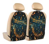 Galaxy Music Note Car Seat Kick Mats, Colorful 2 Pack Back Seat Protectors with Storage Pockets Water Resistant Mud And Scratches with Adjustable Buckle