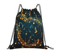 Galaxy Music Note Colorful Men Women Drawstring Bag Waterproof String Backpack Durable Drawstring Backpack For Gym Football Hiking