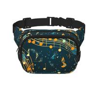Galaxy Music Note Double Layer Waist Bag Pack Colorful Bum Bag Fanny Pack for Men Women, Adjustable Belt Bag for Travel Hiking Running Cycling Festival