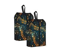 Galaxy Music Note Travel Shoe Bag 2Pcs Colorful Water Resistant Shoe Organiser with Zipper Handle, Lightweight Pouch for Suitcase & Gym, Folds Flat for Packing