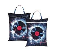 Galaxy Music Record 2Pcs Travel Laundry Bag with Handle, Portable Dirty Washing Bag for Camping Gym Holidays Water Cd Water-Repellent Laundry Tote for Suitcase Luggage