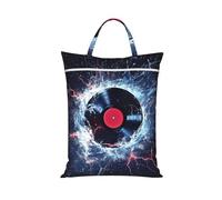 Galaxy Music Record Travel Laundry Bag with Handle, Portable Dirty Washing Bag for Camping Gym Holidays Water Cd Water-Repellent Laundry Tote for Suitcase Luggage
