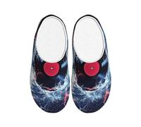 Galaxy Music Record Women's Slippers Flannel House Slippers for Men Water Cd Non-Slip Warm Winter Shoes for Indoor Outdoor UK 9-10