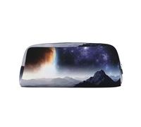 Galaxy Nature Milky Way Atmosphere Planet Printing Cute Pen Stationery Bag Leather Pencil Pouch for Students Zipper Bag for Pens,Pencils,Markers