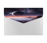 Galaxy Nature Planet File Folder with Snap&6 Pockets Reusable File Organizer Portable Document Paper Bill Receipt Organizer Plastic Envelopes for Office College Letter Size