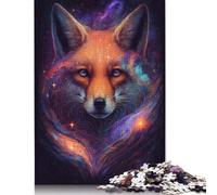 Galaxy Nebula Fox Puzzle Unique Home Decor 100 Percent Recycled Cardboard Jigsaw Puzzle for Adult 1000pcs (75x50cm)