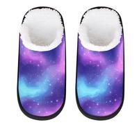 Galaxy Nebula Slipper for Women Men Space Star Travel Slippers Foldable Indoor Plush Lining Slip on House Slippers Memory Foam Warm Home Sock Shoes L