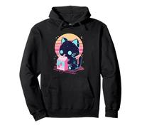 Galaxy Night Kawaii Strawberry Milk Cat Aesthetic Pullover Hoodie