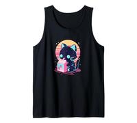 Galaxy Night Kawaii Strawberry Milk Cat Aesthetic Tank Top