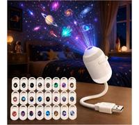 Galaxy Night Light Projector: 2-In-1 Ocean Projector Star Night Light Plug and Play Hd 5D Holographic Smart Dynamic Ceiling Lamp 360° USB (With 3-24 Films) for Bedroom Car Roof [Energy Class
