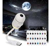 Galaxy Night Light Projector with 24 Projection Films, USB HD Star Light | 2-in-1 Portable Starry Sky Projector, 360° Adjustable Brightness & Focus, Bedroom Ceiling Car Decor, Halloween Christmas Gift