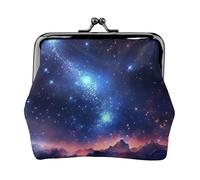Galaxy Night Small Coin Purse For Women Girls Pu Leather Change Purse Wallets Key Bags Kiss-Lock Mini Coin Pouch For Women Girls