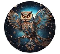 Galaxy Owl Jigsaw Puzzle 1000 Pieces Round JigsawPuzzle 1000 Pieces for Adults Intricate Design for Teenagers, DIY Decor, And Brain-Boosting Fun (67.5x67.5cm)