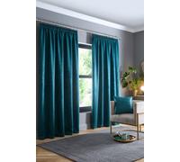 'Galaxy' Pair of Light Reducing Thermal Effect Pencil Pleat Curtains Fusion Dark Green 168cm width x 183cm drop