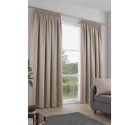 'Galaxy' Pair of Light Reducing Thermal Effect Pencil Pleat Curtains Fusion Natural 168cm width x 137cm drop