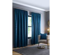 Fusion - Teal Curtains W90 x L90 (229 x 229cm) - 100% Cotton - 2x Panels - Pencil Pleat Curtains in Teal Blue - Soundproof Curtains & Thermal Curtains for Bedroom - Teal Pleated Curtains & Drapes