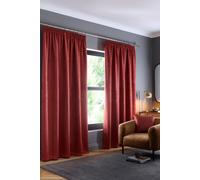 Fusion - Terracotta Curtains W66 x L72 (168 x 183cm) - 100% Cotton - 2x Panels - Pencil Pleat Curtains in Red - Thermal & Soundproof Curtains for Bedroom - Blood Orange Pleated Curtains & Drapes