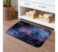 Galaxy Pattern Quick Dry Bath Mat, Colorful Cosmic Space Absorbent Non Slip Shower Mat, Universal Flannel Washable Bath Rugs for Bathroom Toilet Restroom Decorative 16x24 Inch